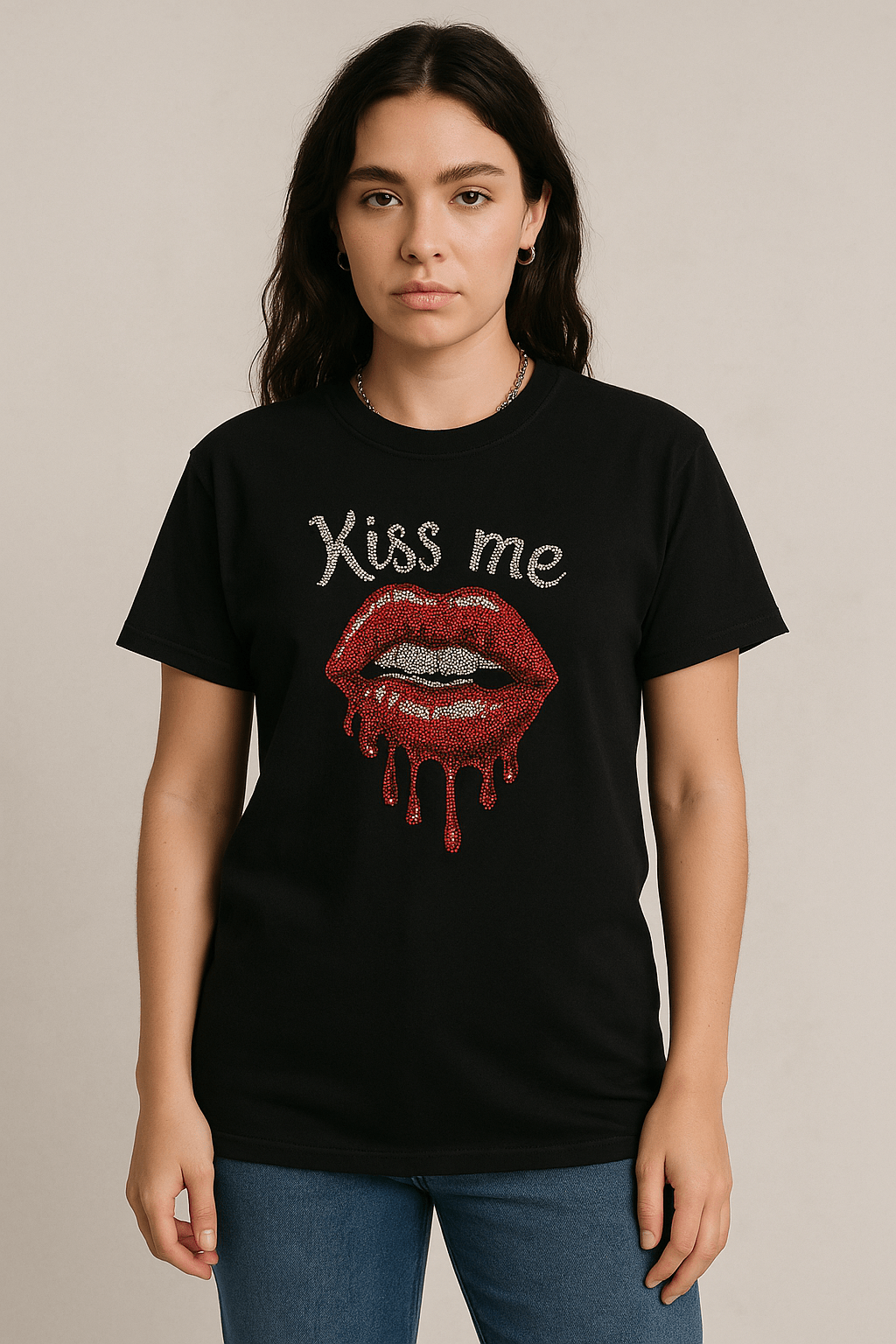"Kiss me" - Shirt - frech, funkelnd, furchlos - rebelprintfashion