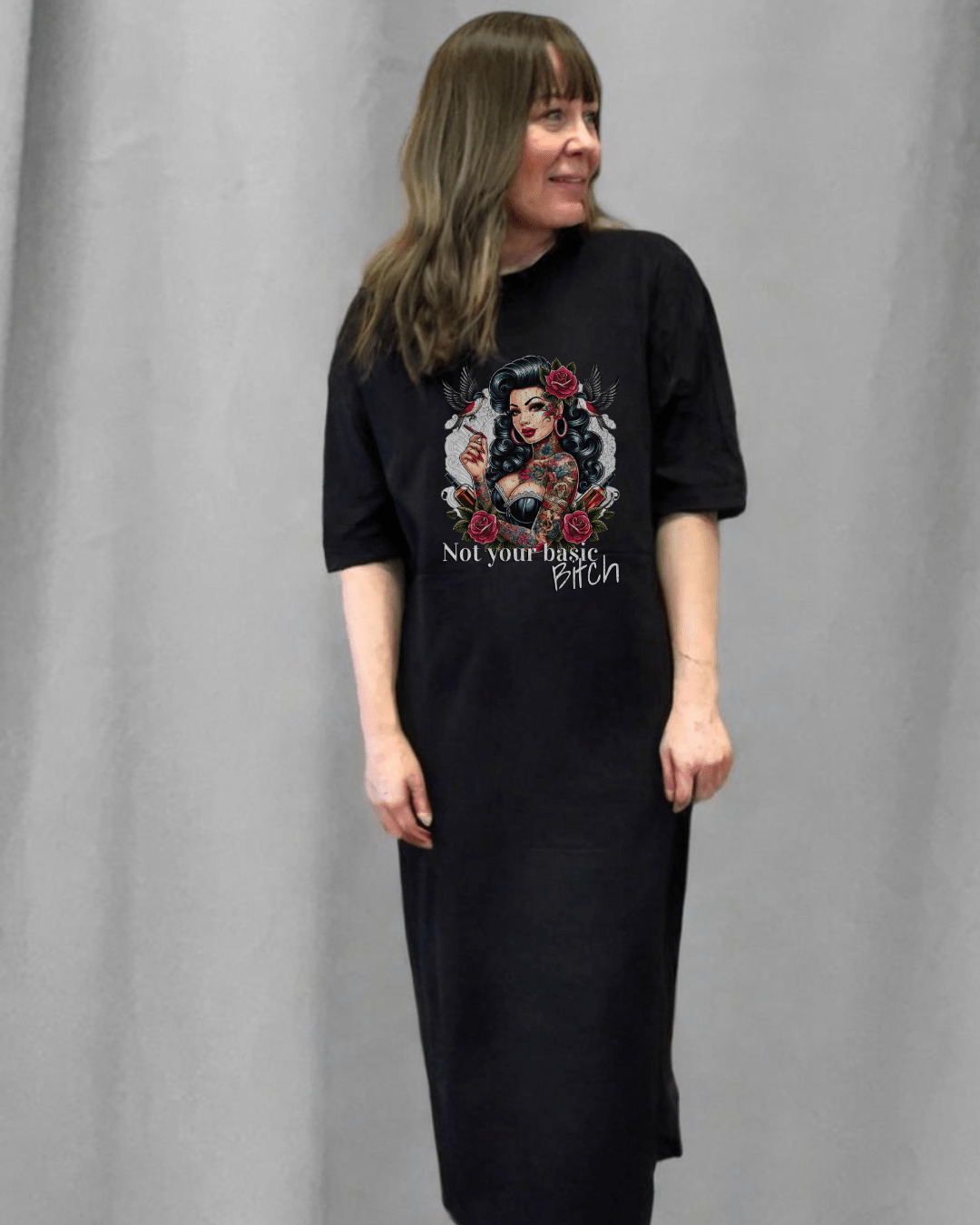 Ladies´ Organic Oversized Slit Tee Dress - REBEL.PRINT.FASHION