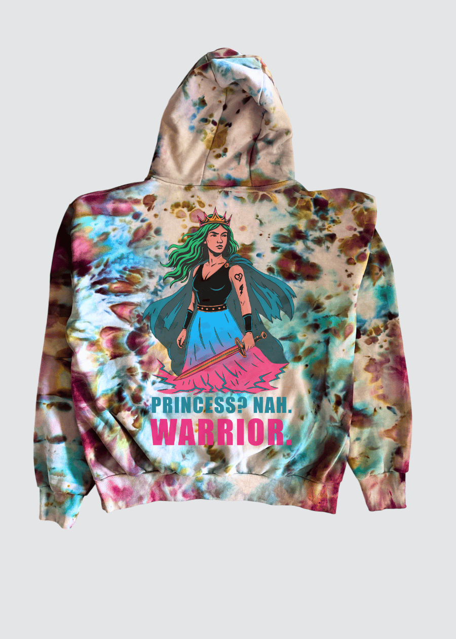 🩷 LIMITED EDITION – HANDMADE ICED TIE-DYE HOODIE „PRINCESS WARRIOR“